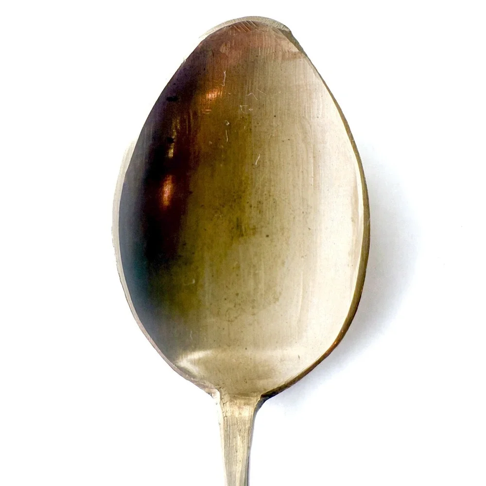 Vintage Hand Forged Brass Spoons Pair - Rustic‎ Primitive Farmhouse Kitchenware